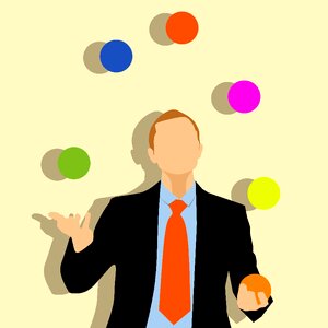 Juggling suit tie. Free illustration for personal and commercial use.