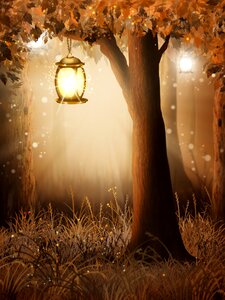 Forest fairy tale lantern. Free illustration for personal and commercial use.