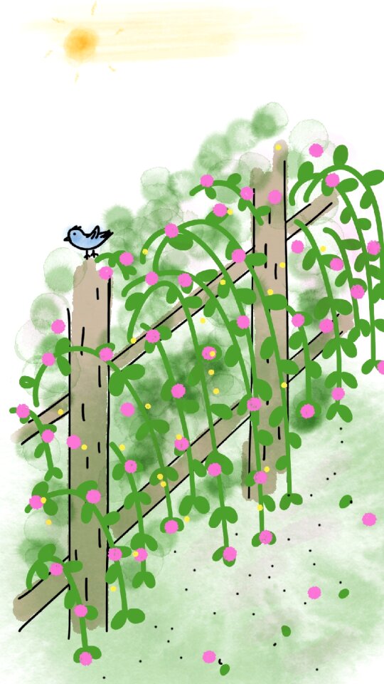 Bird fence garden. Free illustration for personal and commercial use.