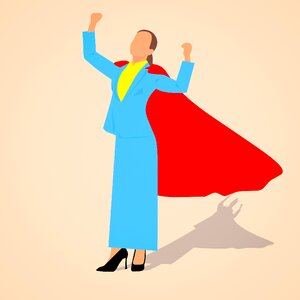 Achievement businesswoman red superhero. Free illustration for personal and commercial use.
