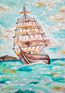 Ship sailboat sea. Free illustration for personal and commercial use.