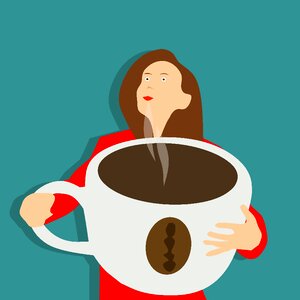 Female hot drink caffeine. Free illustration for personal and commercial use.