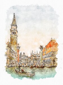 Italy doge's palace historically. Free illustration for personal and commercial use.
