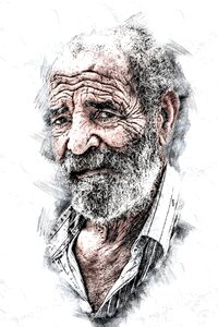 Adult old face. Free illustration for personal and commercial use.