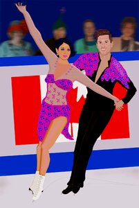 Ice skaters attractive couple Free illustrations. Free illustration for personal and commercial use.