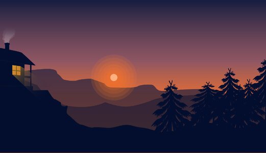 Sky mountain sun. Free illustration for personal and commercial use.
