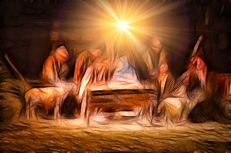 Jesus birth stall. Free illustration for personal and commercial use.