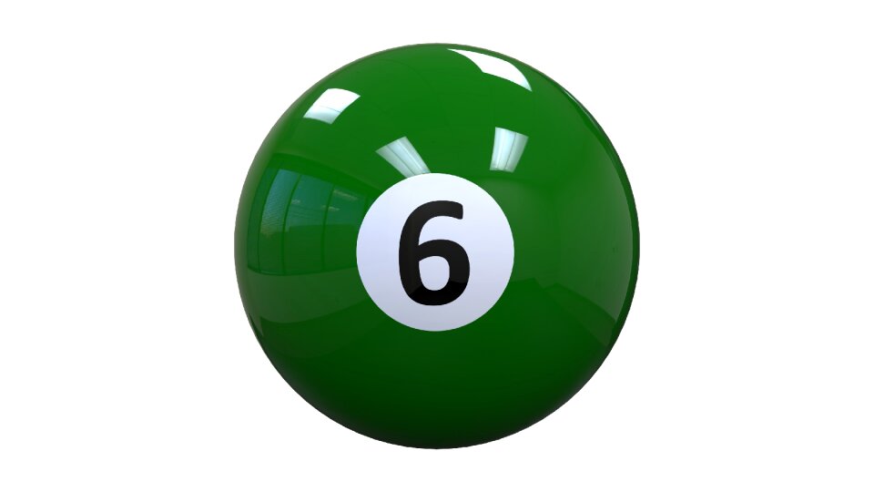 Green 6 8-ball. Free illustration for personal and commercial use.