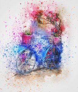 Abstract bike watercolor. Free illustration for personal and commercial use.