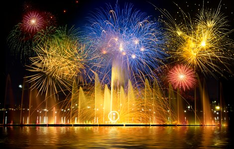 Pyrotechnics turn of the year shining. Free illustration for personal and commercial use.