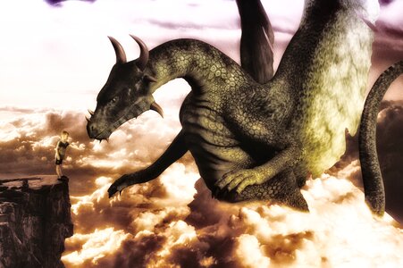 Dragons courage sky. Free illustration for personal and commercial use.