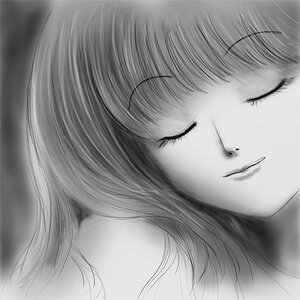 Monochrome woman drawing. Free illustration for personal and commercial use.
