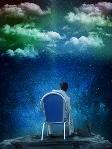 Starry sky look sit. Free illustration for personal and commercial use.