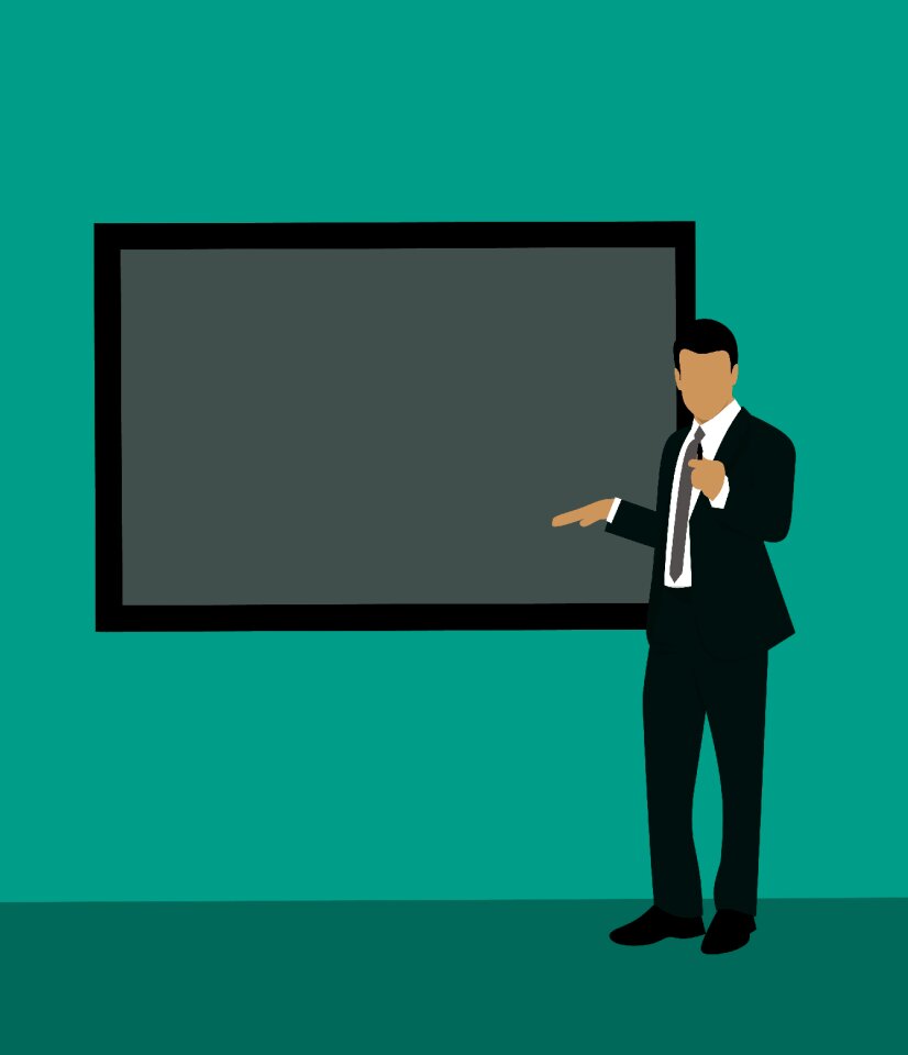 Class teacher teaching. Free illustration for personal and commercial use.