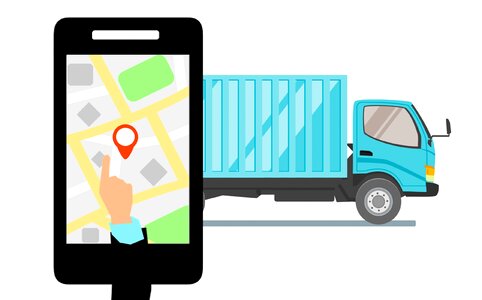 Truck apps cartography. Free illustration for personal and commercial use.