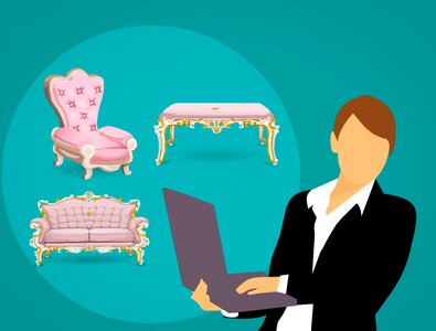 Business woman online store. Free illustration for personal and commercial use.