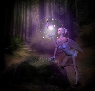 Forest night magic. Free illustration for personal and commercial use.