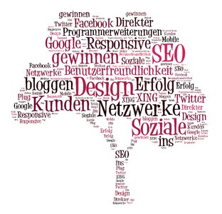 Typographically web design word cloud. Free illustration for personal and commercial use.