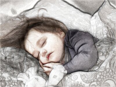 Bed child pencil. Free illustration for personal and commercial use.
