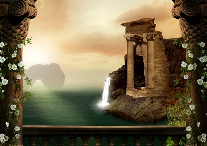 Rock waterfall columnar. Free illustration for personal and commercial use.