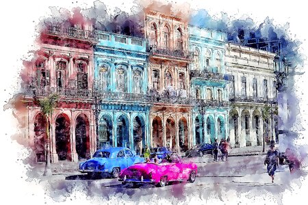 Street tourism cuba. Free illustration for personal and commercial use.