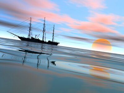 Reflection nature ship. Free illustration for personal and commercial use.