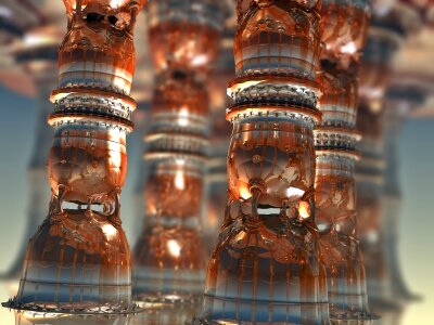 Mandelbulb3d pillars metal. Free illustration for personal and commercial use.