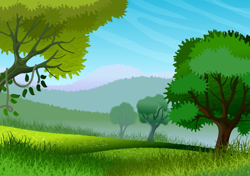 Trees sky green sky. Free illustration for personal and commercial use.