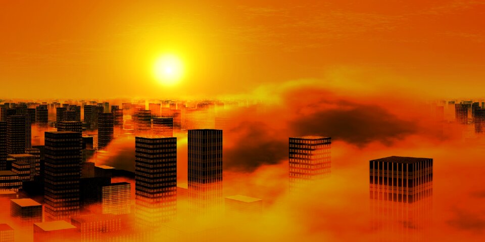 Smog sky yellow. Free illustration for personal and commercial use.