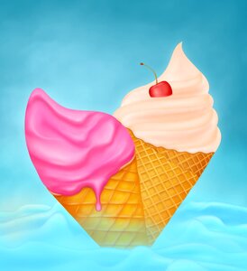 Vanilla strawberry ice cream sweet. Free illustration for personal and commercial use.