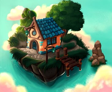 Wood mansion illustration. Free illustration for personal and commercial use.