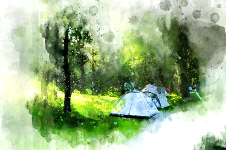 Outdoor travel camp. Free illustration for personal and commercial use.