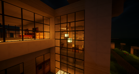 Modern house exterior night. Free illustration for personal and commercial use.
