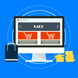 Online store trade shopping cart. Free illustration for personal and commercial use.