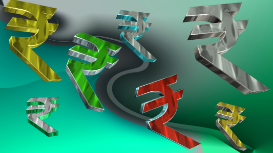 Rupee metallic shiny. Free illustration for personal and commercial use.