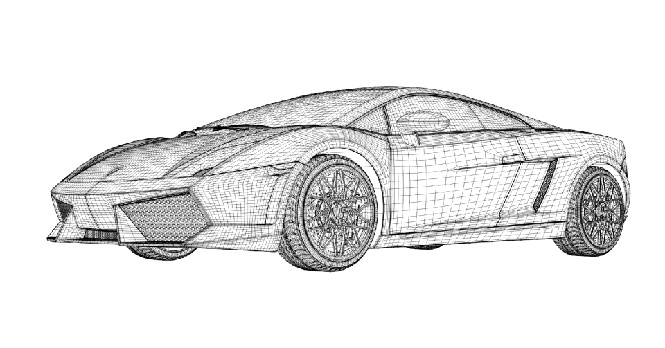 Lamborghini gallardo lp 560 sports car wireframe. Free illustration for personal and commercial use.