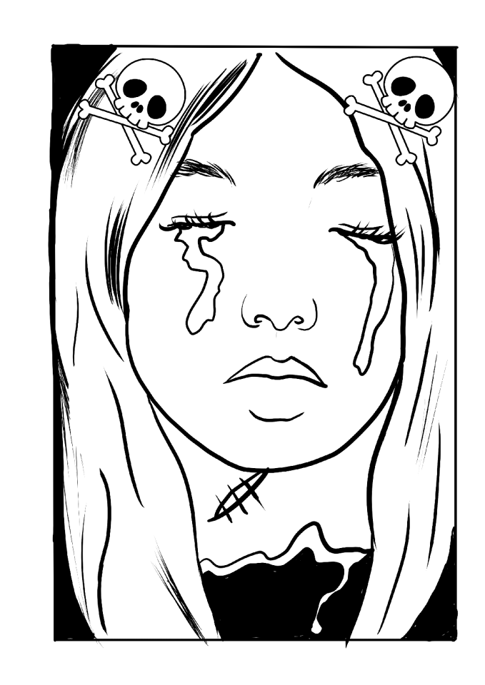 crying girl coloring pages
