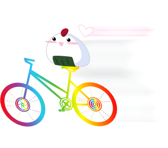 Rainbow cartoon bicycle. Free illustration for personal and commercial use.