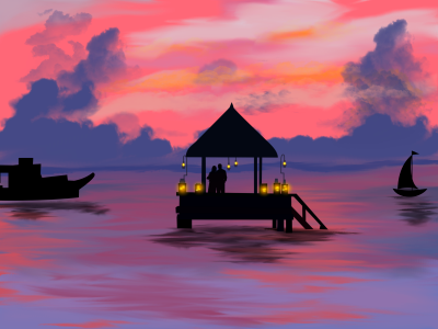 Romantic water ocean. Free illustration for personal and commercial use.