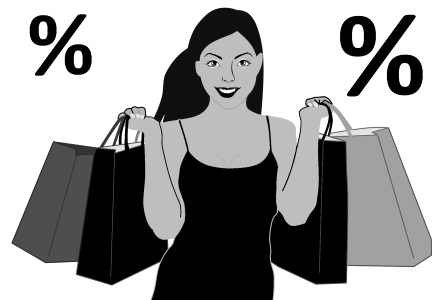 Woman bag bargain. Free illustration for personal and commercial use.