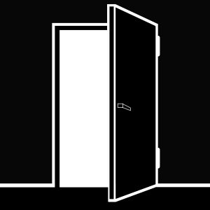Design brings project leads black door. Free illustration for personal and commercial use.