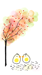 Love birds tree colorful. Free illustration for personal and commercial use.