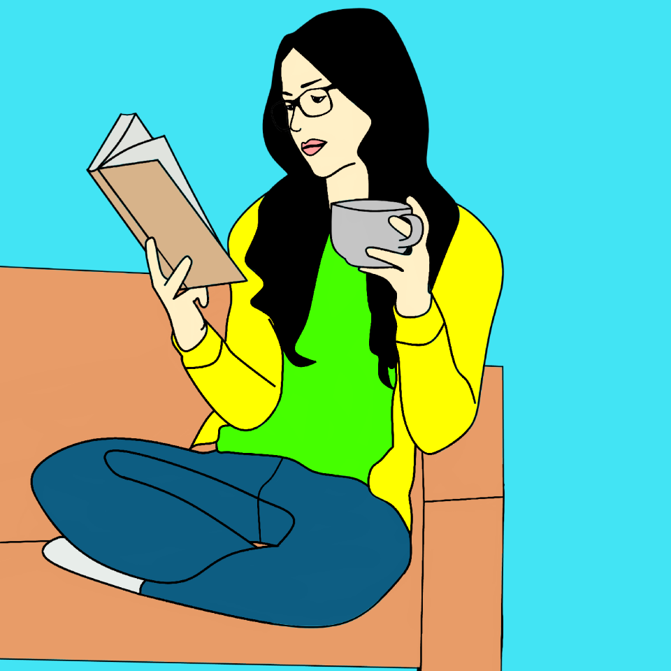 Women book reading. Free illustration for personal and commercial use.