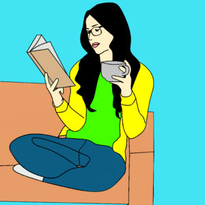 Women book reading. Free illustration for personal and commercial use.