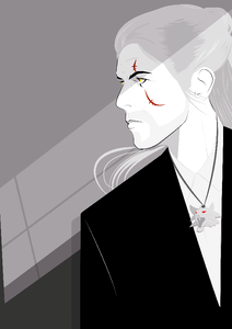 Witcher black and white elegant. Free illustration for personal and commercial use.