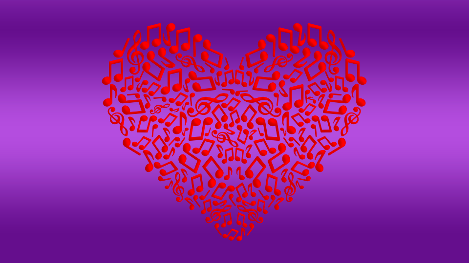 Heart music musical notes. Free illustration for personal and commercial use.