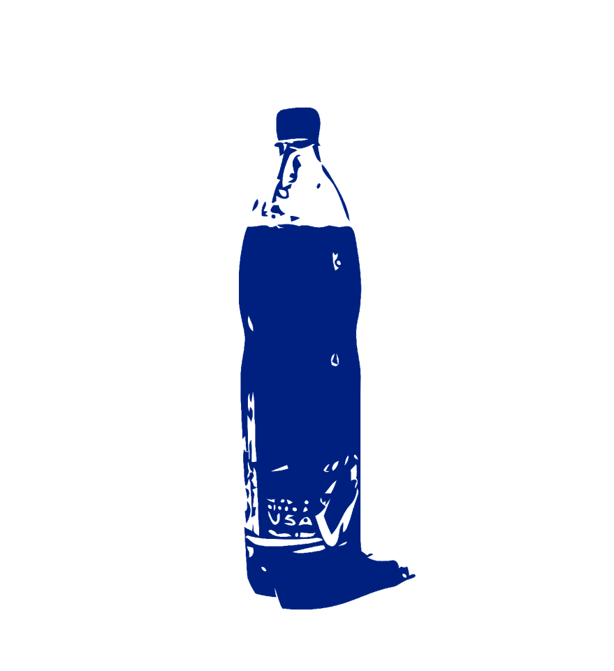 Drink a bottle of blue. Free illustration for personal and commercial use.