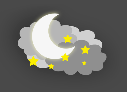Gray clouds cloudy shining moon. Free illustration for personal and commercial use.