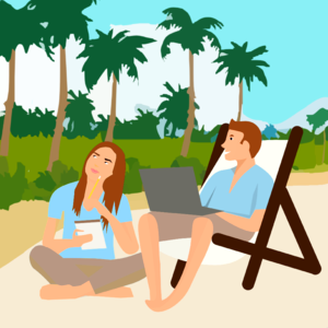 Vacation team building family. Free illustration for personal and commercial use.