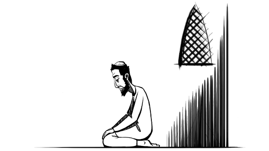 Man praying islamic. Free illustration for personal and commercial use.